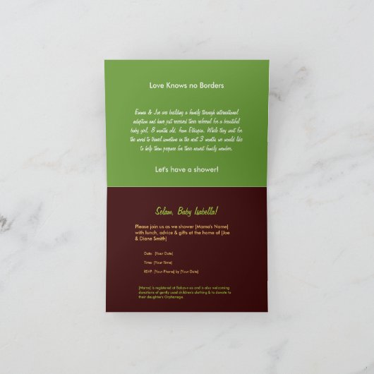 Invitation de douche d'adoption en amharique éthio (Intérieur)