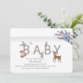 Invitation de douche d'animaux de forêt de bébé (Debout devant)