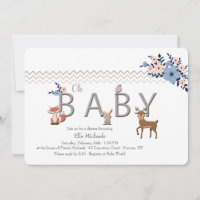 Invitation de douche d'animaux de forêt de bébé