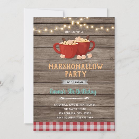 Invitation de douche d'anniversaire de guimauve (Devant)