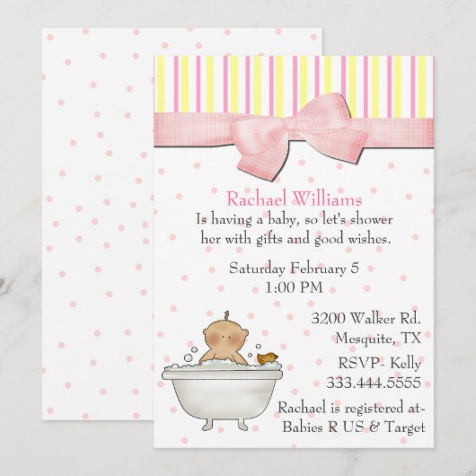Invitation de douche de bain moussant de bébé (Devant / Derrière)