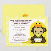 Invitation de douche de Bath de Duckie de bébé de (Devant / Derrière)
