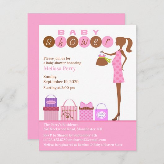 Invitation de douche de bébé (Devant / Derrière)