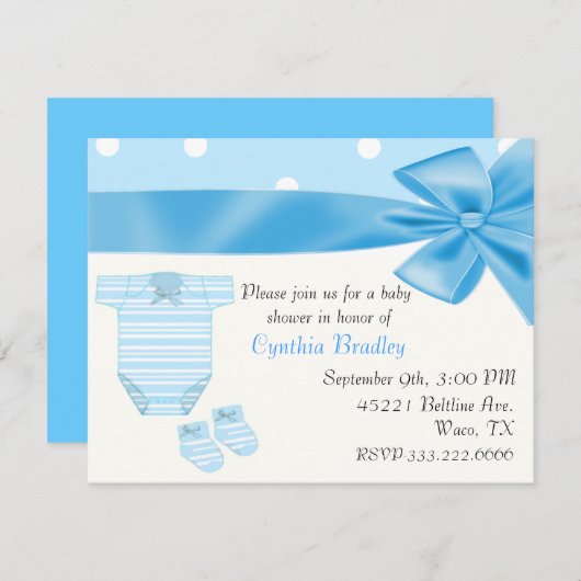 Invitation de douche de bébé (Devant / Derrière)