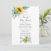 Invitation de douche de bébé Bohème avec tournesol (Debout devant)