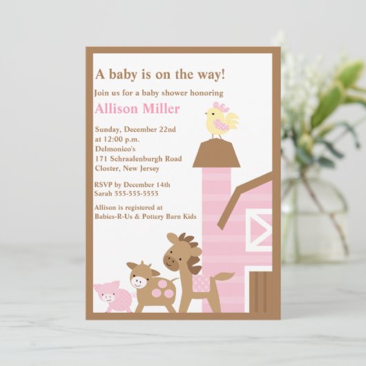 Invitation de douche de bébé d'animaux de (Debout devant)