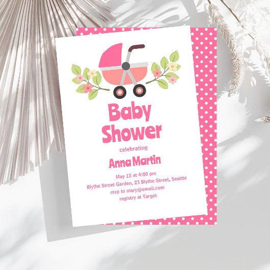 Invitation de douche de bébé de Buggy moderne