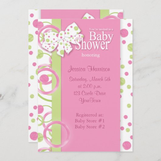 Invitation de douche de bébé de cercles de mod (Devant / Derrière)