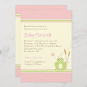 Invitation de douche de bébé de grenouille - rose (Devant / Derrière)