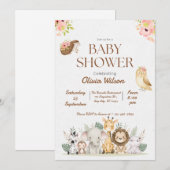 Invitation de douche de bébé de la baie d'animaux (Devant / Derrière)