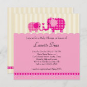 Invitation de douche de bébé d'éléphant de maman (Devant / Derrière)