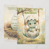 Invitation de douche de bébé dinosaure à télécharg (Devant / Derrière)