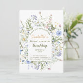 Invitation de douche de bébé fille à fleur sauvage (Debout devant)