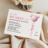 Invitation de douche de bébé fille au ballon Ourso