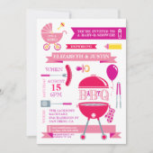 Invitation de douche de bébé fille moderne BBQ (Devant)