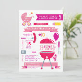 Invitation de douche de bébé fille moderne BBQ (Debout devant)
