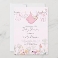 Invitation de douche de bébé fille rose paquet de
