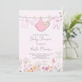 Invitation de douche de bébé fille rose paquet de  (Debout devant)