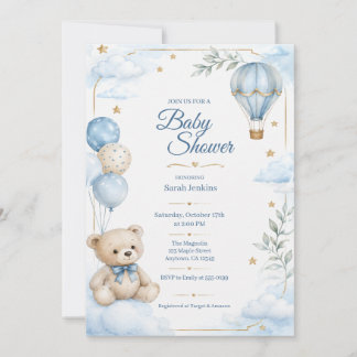 Invitation de douche de bébé garçon forêt aquarell