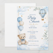 Invitation de douche de bébé garçon forêt aquarell (Devant / Derrière)