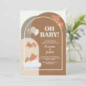 Invitation de douche de bébé ourson 13x18 cm coule (Debout devant)