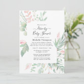 Invitation de douche de bébé Pastel Blush Greenery (Debout devant)