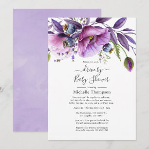 Invitation de douche de bébé Pastel Violet Poppy F
