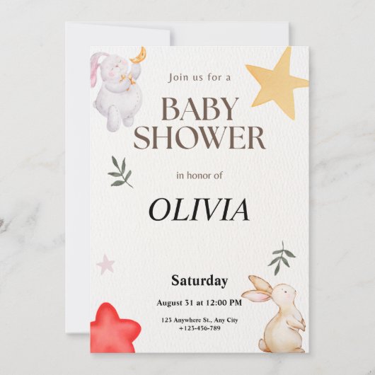 Invitation de douche de bébé personnalisée mignonn (Devant)