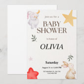 Invitation de douche de bébé personnalisée mignonn (Devant / Derrière)