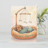 Invitation de douche de bébé teckel numérique (Debout devant)