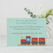 Invitation de douche de bébé : Train de jaune, (Debout devant)