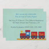 Invitation de douche de bébé : Train de jaune, (Devant / Derrière)