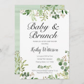 invitation de douche de brunch de bébé de verdure (Devant / Derrière)