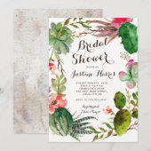 Invitation de douche de cactus de succulents (Devant / Derrière)