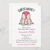 Invitation de douche de couche pour bébé fille (Devant / Derrière)