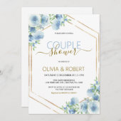 Invitation de douche de couple à fleurs bleues (Devant / Derrière)