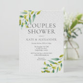 Invitation de douche de couple aux feuilles de pra (Debout devant)