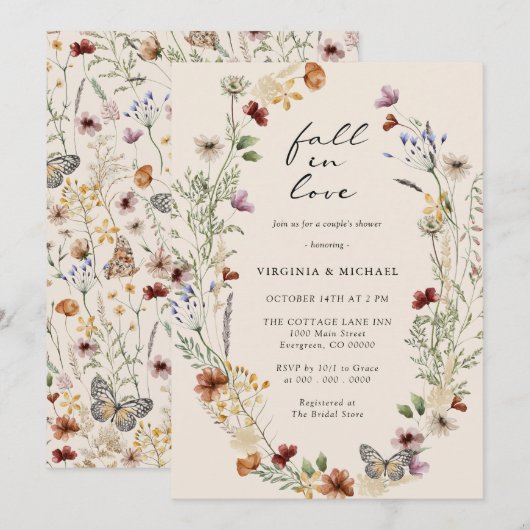 Invitation de douche de couple Boho (Devant / Derrière)