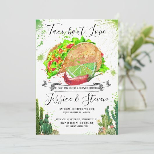 Invitation de douche de couple d'amour de taco cac (Debout devant)