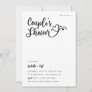 Invitation de douche de couple de coeurs