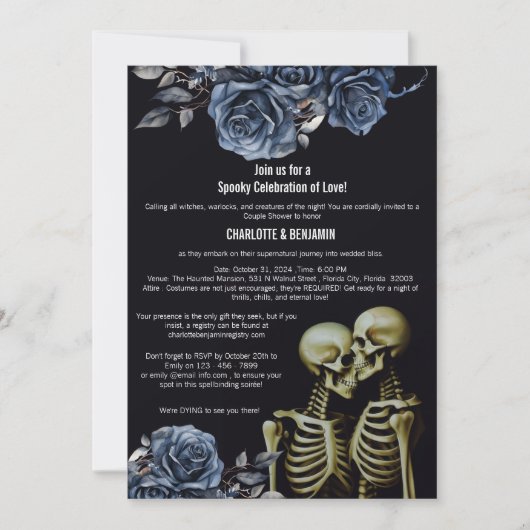 Invitation de douche de couple Halloween gothique (Devant)