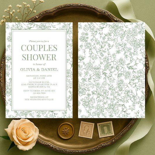 Invitation de douche de couple Sage Green Vintage