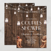 Invitation de douche de couple western rustique (Devant / Derrière)