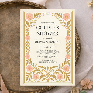 Invitation de douche de couples Art Nouveau Floral