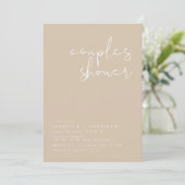 Invitation de douche de couples beige ton terre IN (Debout devant)
