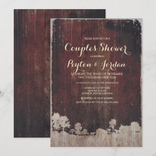 Invitation de douche de couples de ferme en bois d