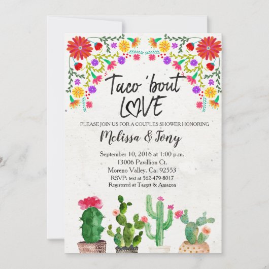 Invitation de douche de couples de fiesta d'amour (Devant)