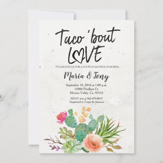 Invitation de douche de couples de fiesta de (Devant)