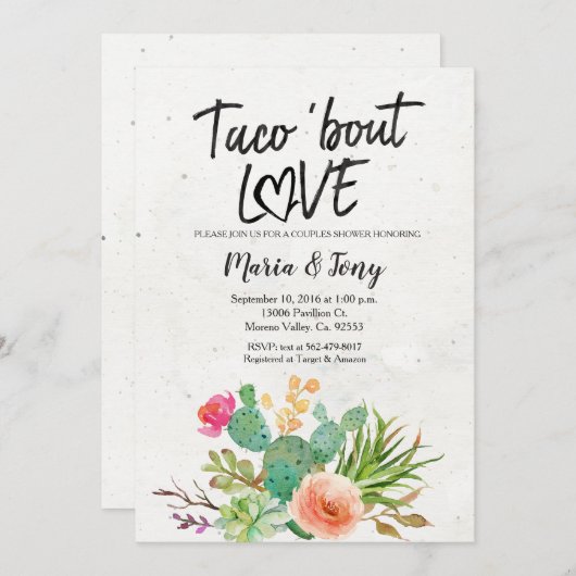 Invitation de douche de couples de fiesta de (Devant / Derrière)