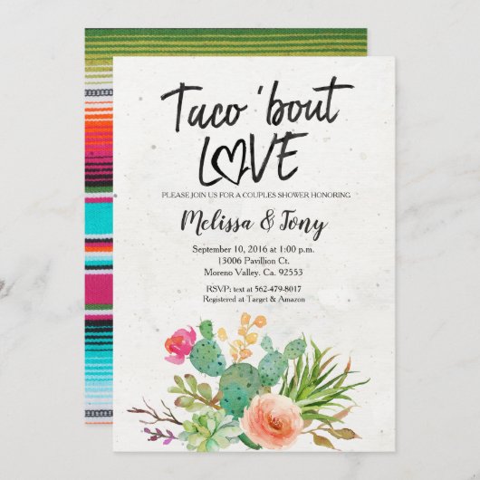 Invitation de douche de couples de fiesta de (Devant / Derrière)